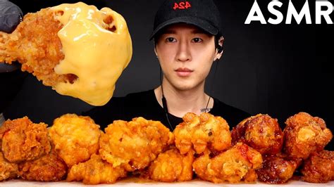 Asmr Cheesy Korean Chicken Wing Sampler Mukbang No Talking Eating