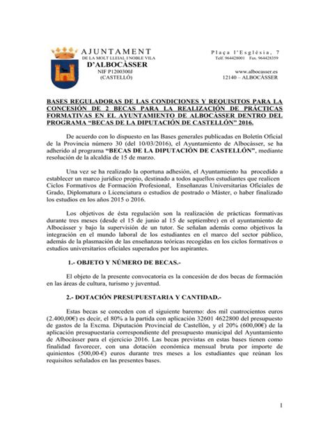 Bases Reguladoras De Las Condiciones Y Requisitos Para La