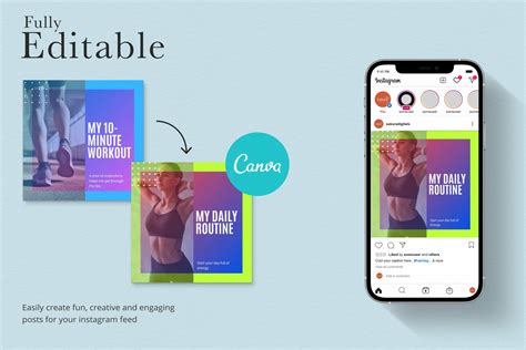 Fitness Instagram Templates Canva Masterbundles