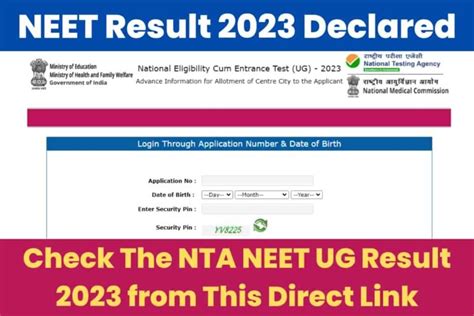 NTA NEET Result 2023 And Score Card Released At Neet Nta Nic In Check