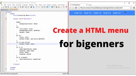 How To Create A Menu In A Web Page Using HTML CSS YouTube