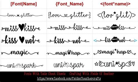 Fonts With Tails Glyphs Cheat Sheet Cricut Fonts Cricut Tutorials