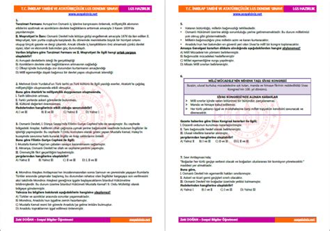 T C Nk Lap Tarihi Lgs Deneme S Nav Sosyal Bilgiler Sosyalciniz