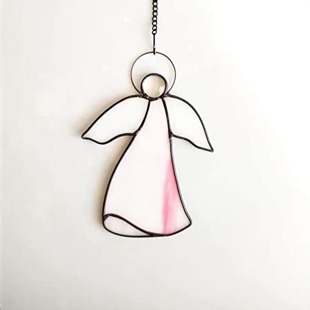 amazoncom wedcpcin stained glass pink angel window hanging sun