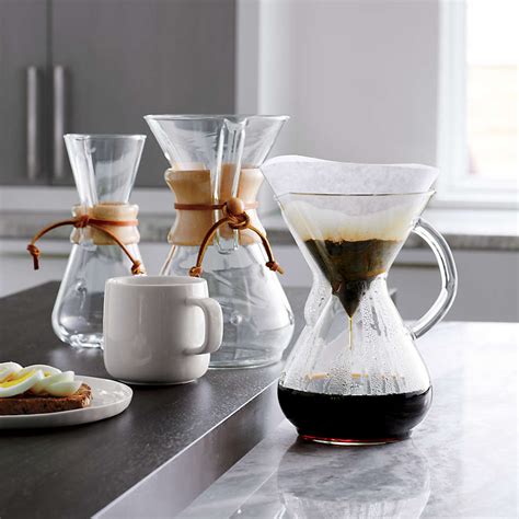 Chemex 8 Cup Glass Pour Over Coffee Maker With Natural Wood Collar Reviews Crate And Barrel