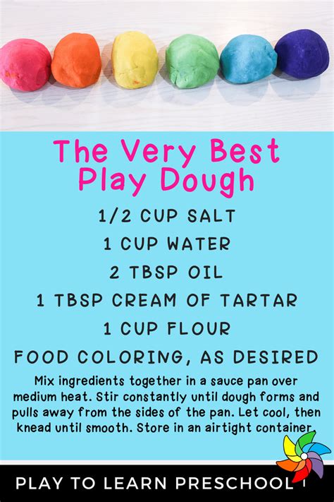 The Best Diy Play Dough Recipe For Preschool Play To Learn Preschool