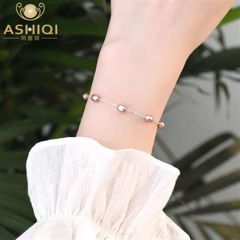 ASHIQI Bracelet JOBracelet En Argent Regard 925 Avec Perle D Eau Douce