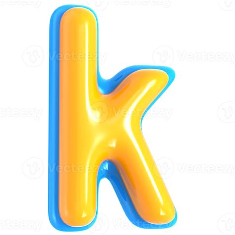 Yellow Alphabet With Blue 3d Letter K 47703605 Png