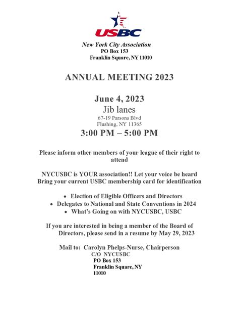 2023 NYC USBC ANNUAL MEETING – New York City USBC