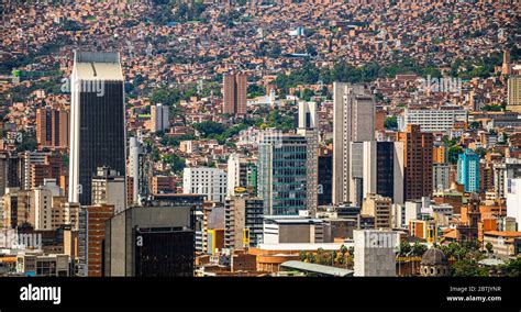 Aerial View Of Medellin City Downtown Showing A Lot Of Buildings