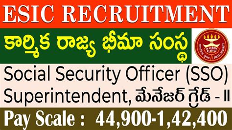 Esic Sso Recruitment In Telugu Esic Sso Notification Esic