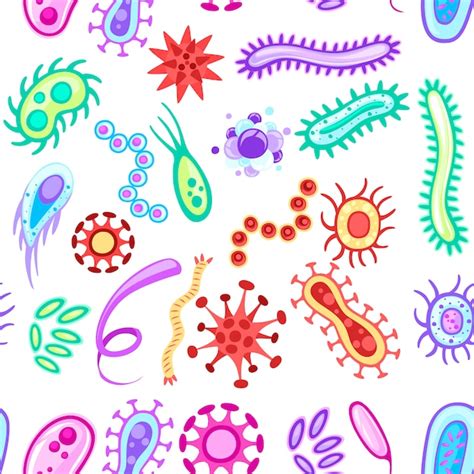 Premium Vector Seamless Pattern Bacteria And Viruses Colorful