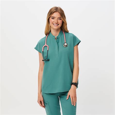 Womens Rafaela™ Oversized Scrub Top Cactus · Figs