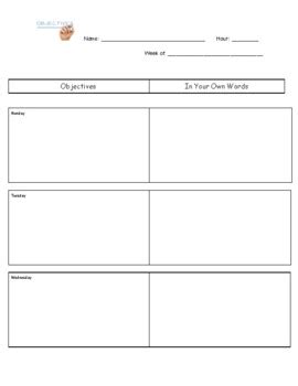 Objectives Graphic Organizer and Assessment by Erik Kolb | TpT