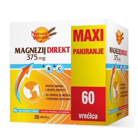 MAGNEZIJ DIREKT 375MG A60 NATURAL WEALTH