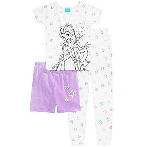 Disney Frozen Elsa And Olaf 3 Piece Cotton Snowflake Pajama Set Size 8