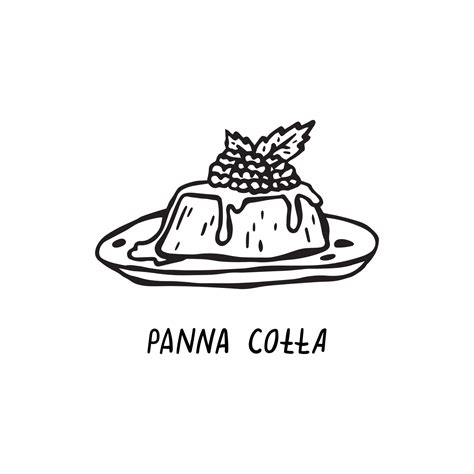 Vector Hand Drawn Illustration Of Italian Cuisine Panna Cotta