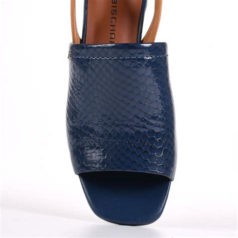 Slingback Azul Marinho Salto Baixo Couro Jorge Bischoff Sapatos