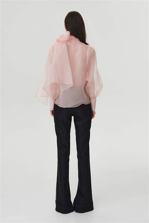 Sheer Pink Organza Silk Blouse Lita Couture