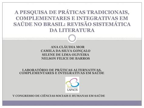 PPT A PESQUISA DE PR TICAS TRADICIONAIS COMPLEMENTARES E