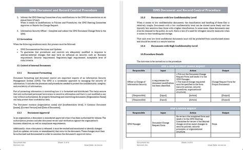 ISO 27001 Document and Record Control Procedure Template – ISO ...