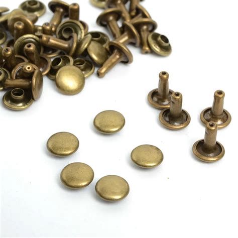 Antique Bronze Brass Round Metal Double Cap Rivets X Long