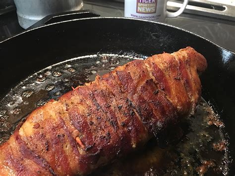 Bacon Wrapped Boudin And Cream Cheese Stuffed Pork Tenderloin Dandy