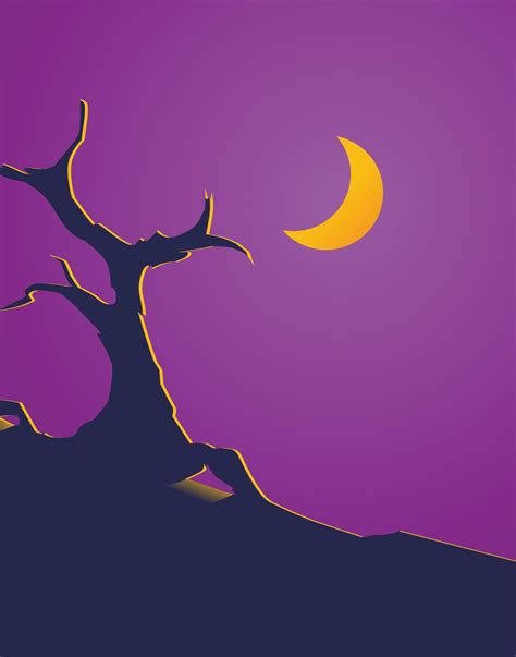 halloween illustration vector background with moon and tree silhouettes for halloween day design ...