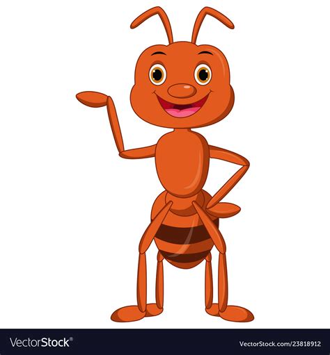 Happy ant cartoon presenting Royalty Free Vector Image