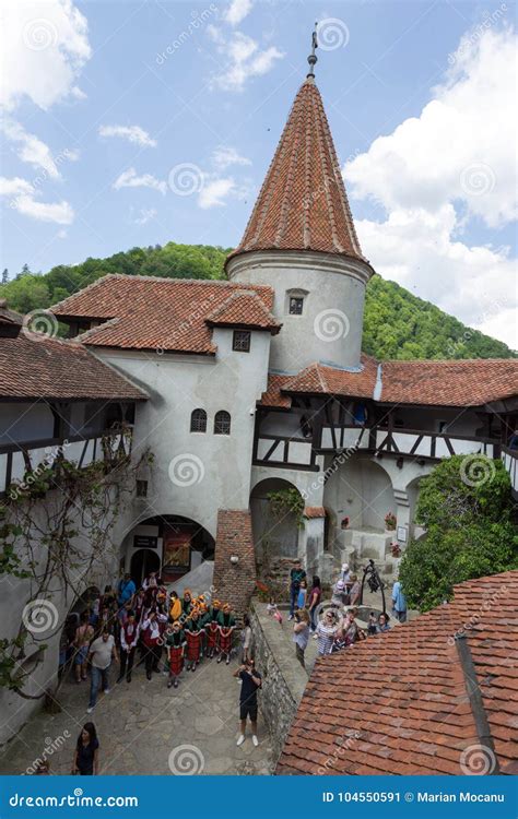 Courtyard At Bran Castle With Tourists Editorial Photo Image Of