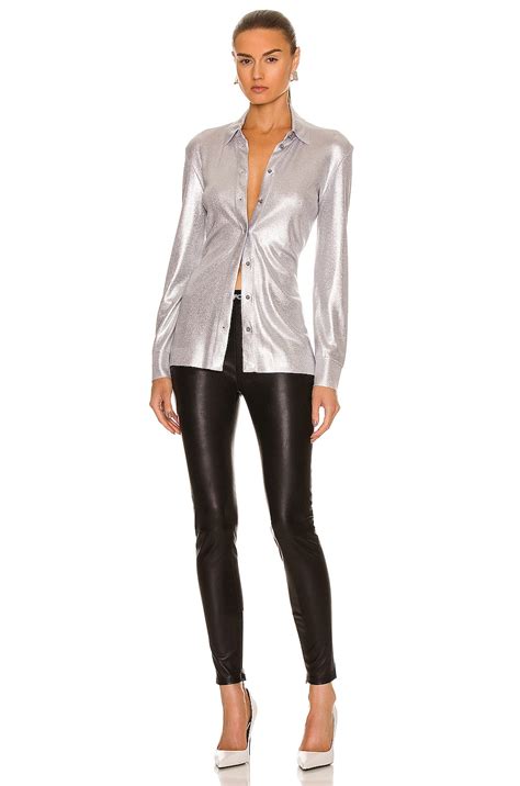 Tom Ford Glossy Shirt In Pewter Silver Fwrd