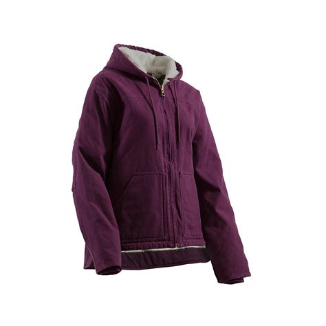 Berne Womens Extra Large Plum Cotton Fine Sherpa Lined Washed Hooded