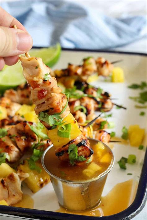 Sweet Chili Grilled Chicken And Pineapple Skewers House Of Yumm