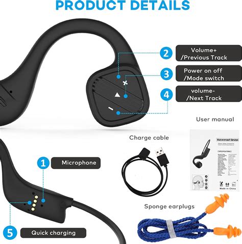 Auriculares de natación IPX8 impermeables de conducción ósea para