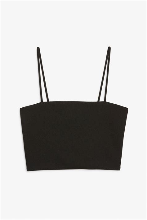 Black Spaghetti Strap Crop Top Black Magic Monki Nl Axelband Linne