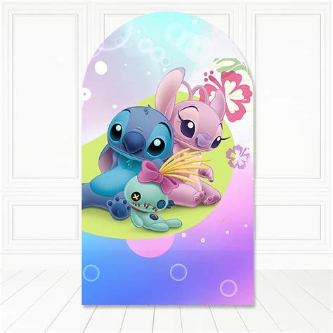 Painel Romano Tecido Sublimado 3D Lilo Stitch 1 20x2 10 FRGG 056 Felicitá