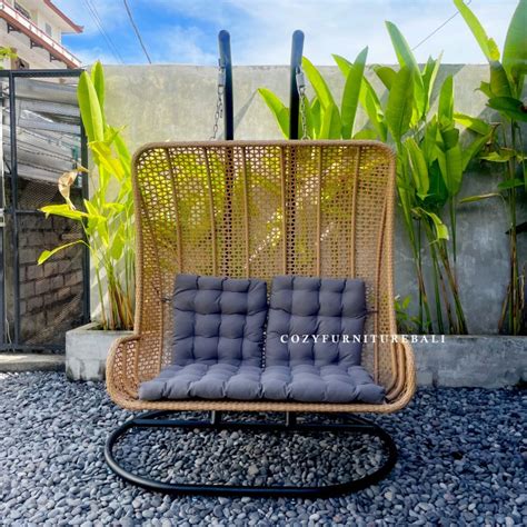 Jual KURSI GANTUNG HANGING CHAIR DOUBLE AYUNAN ROTAN JUMBO RATTAN