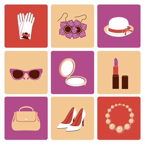 Woman accessories flat icon set 452756 Vector Art at Vecteezy