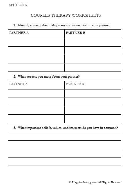 21 Couples Therapy Worksheets, Questions & Activities (PDF ...