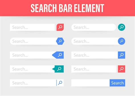 Set Search Bar Vector Element Design Set Of Search Boxes Ui Template