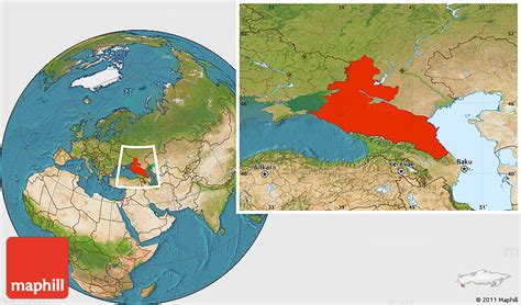 Satellite Location Map of North Caucasus