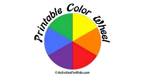 Printable Color Wheel Primary Secondary Colors Colours