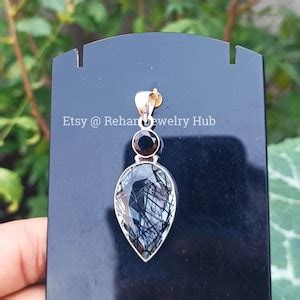 Natural Lovely Rutilated Quartz Pendant Sterling Silver Pendant