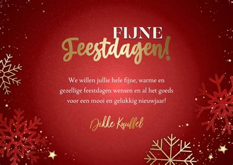 Rode Kerstkaart Sneeuwvlokken Sterren Fijne Kaartje Go