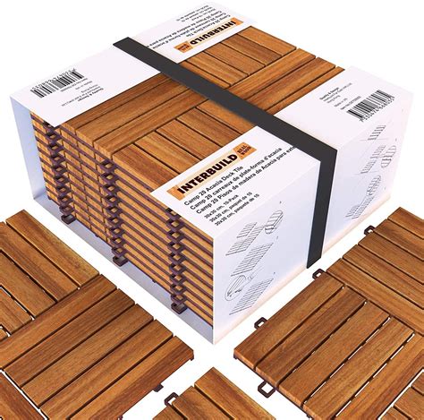 Amazon Interbuild Acacia Hardwood Interlocking Patio Deck Tiles