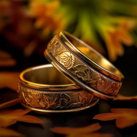 Premium Ai Image Two Gold Wedding Rings With The Word Love On Them