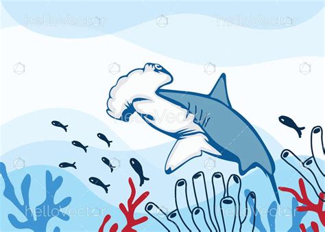 Hammerhead shark underwater background - Download Graphics & Vectors