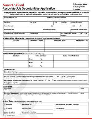 Fillable Online Employment Application Education Smart Final Fax