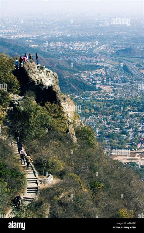 Panoramic City View From Fragrant Hills Park Beijing China Stock Photo