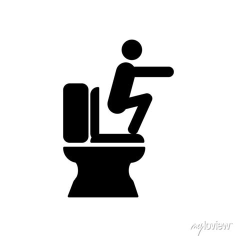 Toilet sign. closet sitting and wrong way of defecating. vector • wall ...